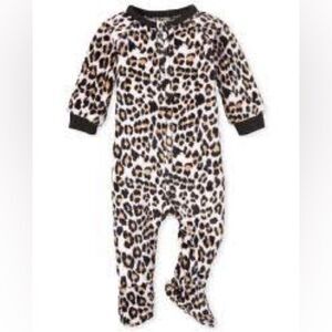 Little Me Baby Size 12 Months Vintage Fleece Leopard Print Footie Pajamas